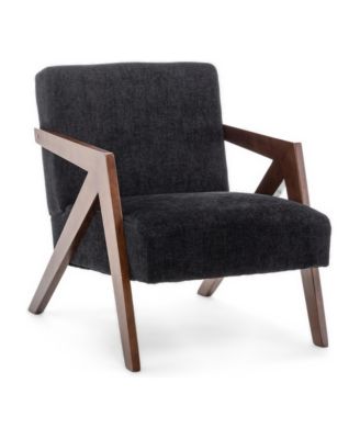 Mid Century Modern Accent Chair with Wood Frame and Soft Linen Fabric