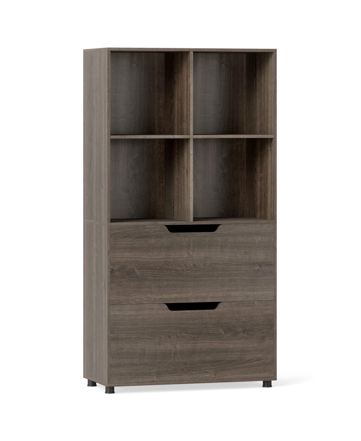sumyeg 51 Inch 5-Tier Engineered Wood and Mdf 4-Cube 2-Drawer Bookcase