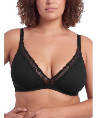 Plus Size Plunge Wireless Unlined Cotton-Blend Bralette