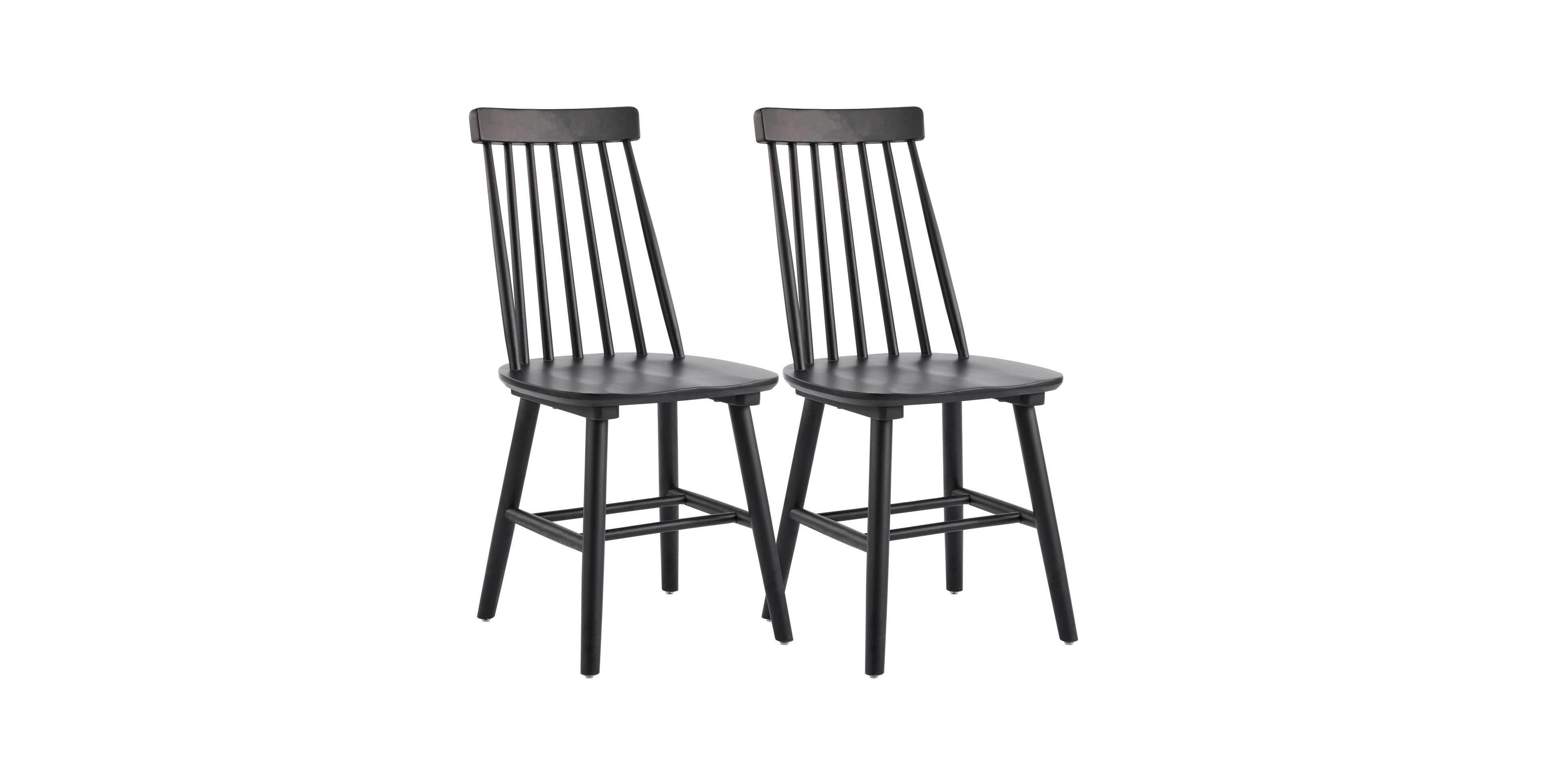 HomeRoots Set of Two Walnut Solid Wood Windsor Back Dining Side Chairs
