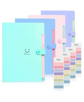 Four Candies 5 Pocket Accordion File Folders With Labels Portable Document Organizer Pack Of 4