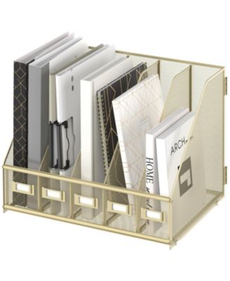 Metal Mesh Desk Organizer 5 Vertical Compartments File Holder for Office Classroom Home Workspace