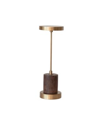 Metal and Mango Wood LED Table Lamp with Touch Sensor in Antique Brass Finish