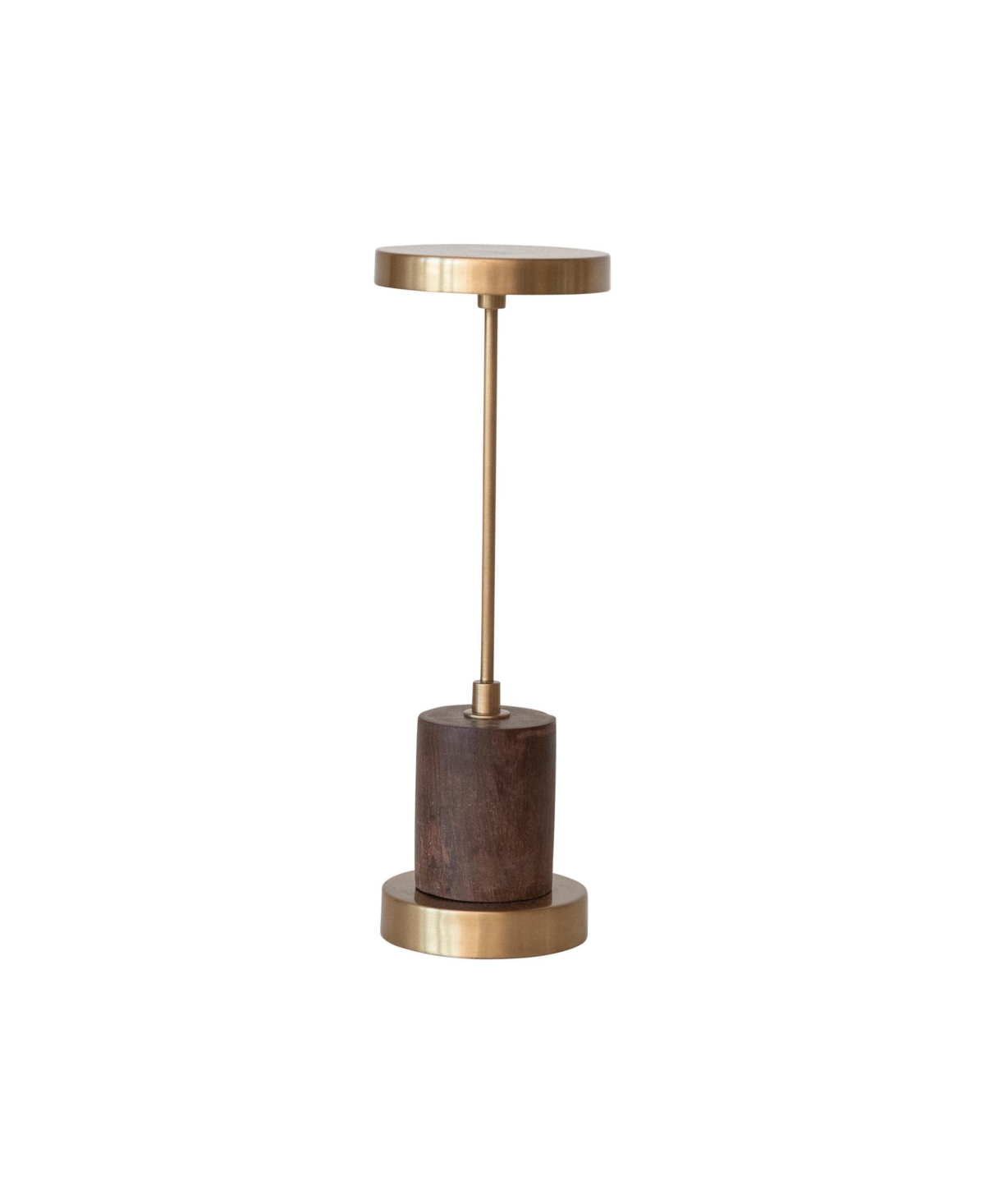 Storied Home Metal and Mango Wood Led Table Lamp with Touch Sensor in Antique Brass Finish