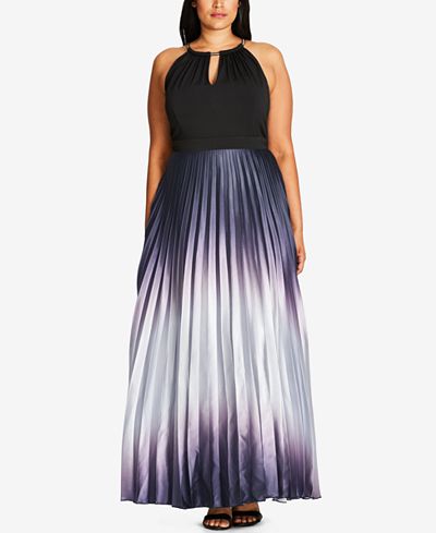 City Chic Trendy Plus Size Pleated Ombré A-Line Gown