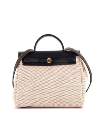Pre-Owned Hermes 31 Herbag Zip Criss Viking Toile and Leather
