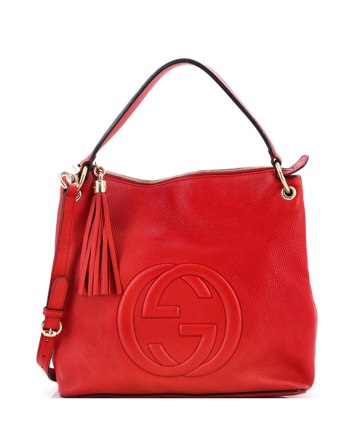 Pre-Owned Gucci Large Soho Convertible Hobo Leather - Red