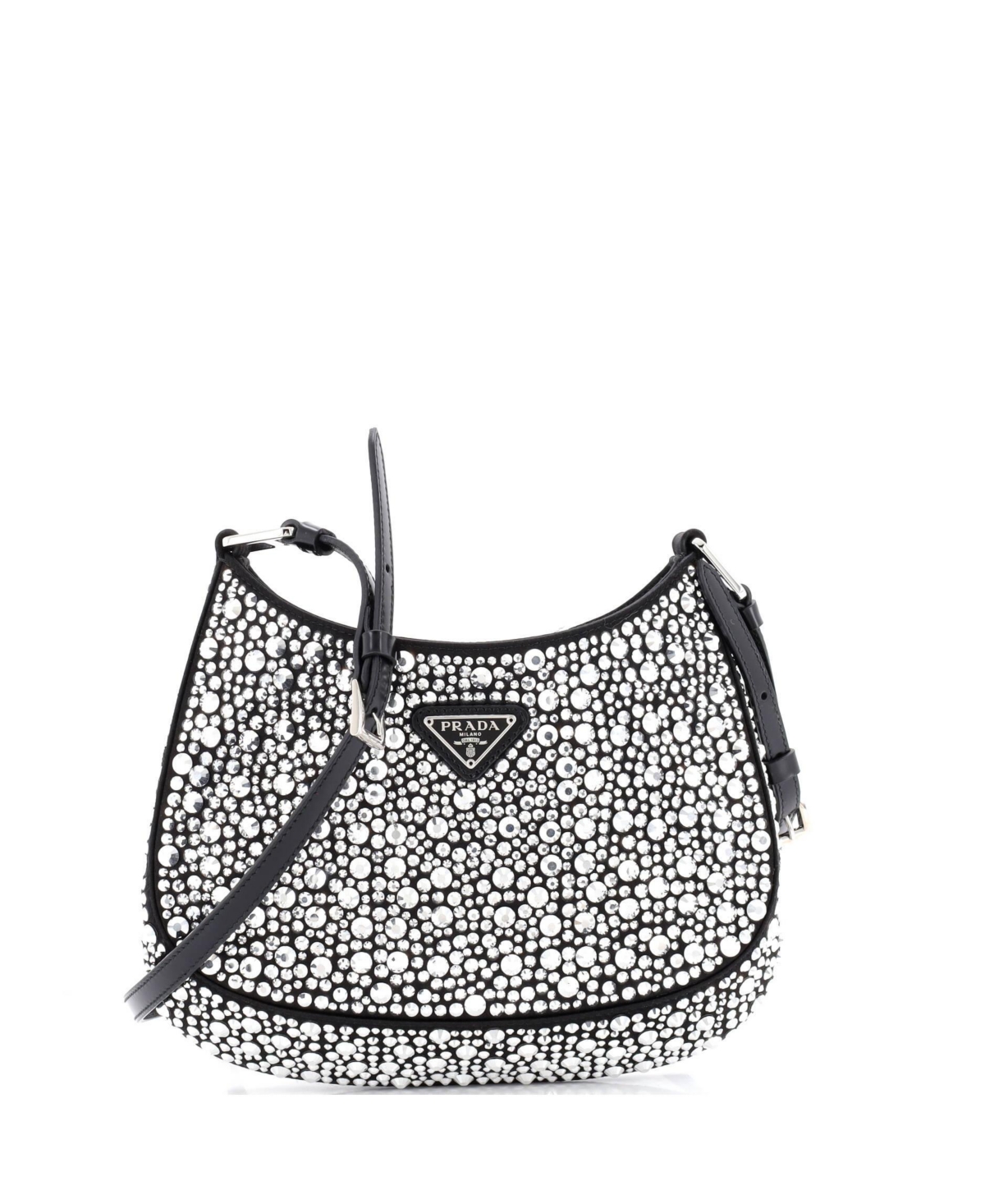 Pre-Owned Prada Small Cleo Shoulder Bag Crystal Embellished Satin
