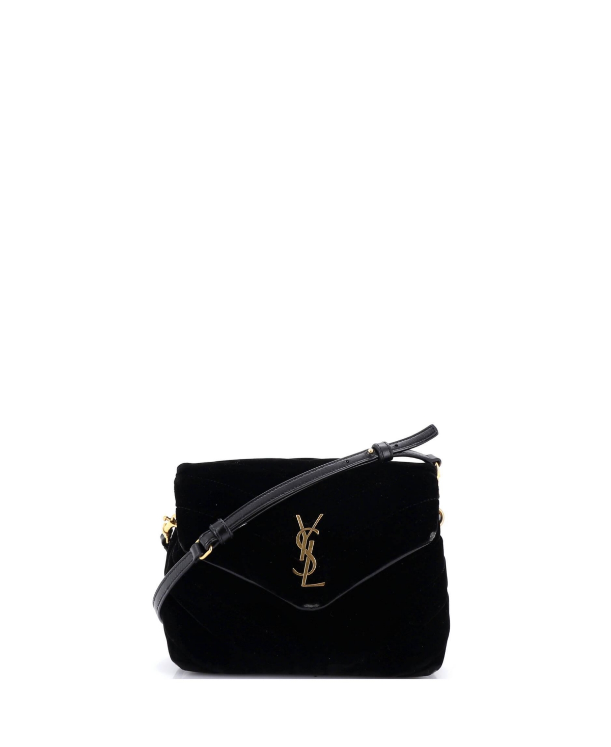 Pre-Owned Saint Laurent Toy Loulou Shoulder Bag Matelasse Chevron Velvet - Black