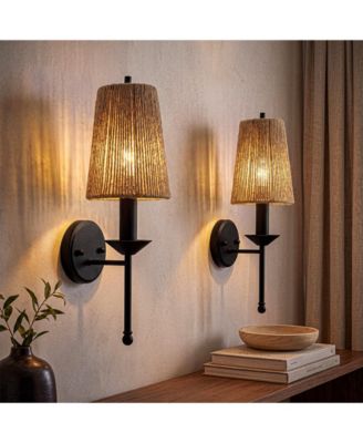 Wall Sconce with Natural Jute Shade, E12 Base, 40W Max