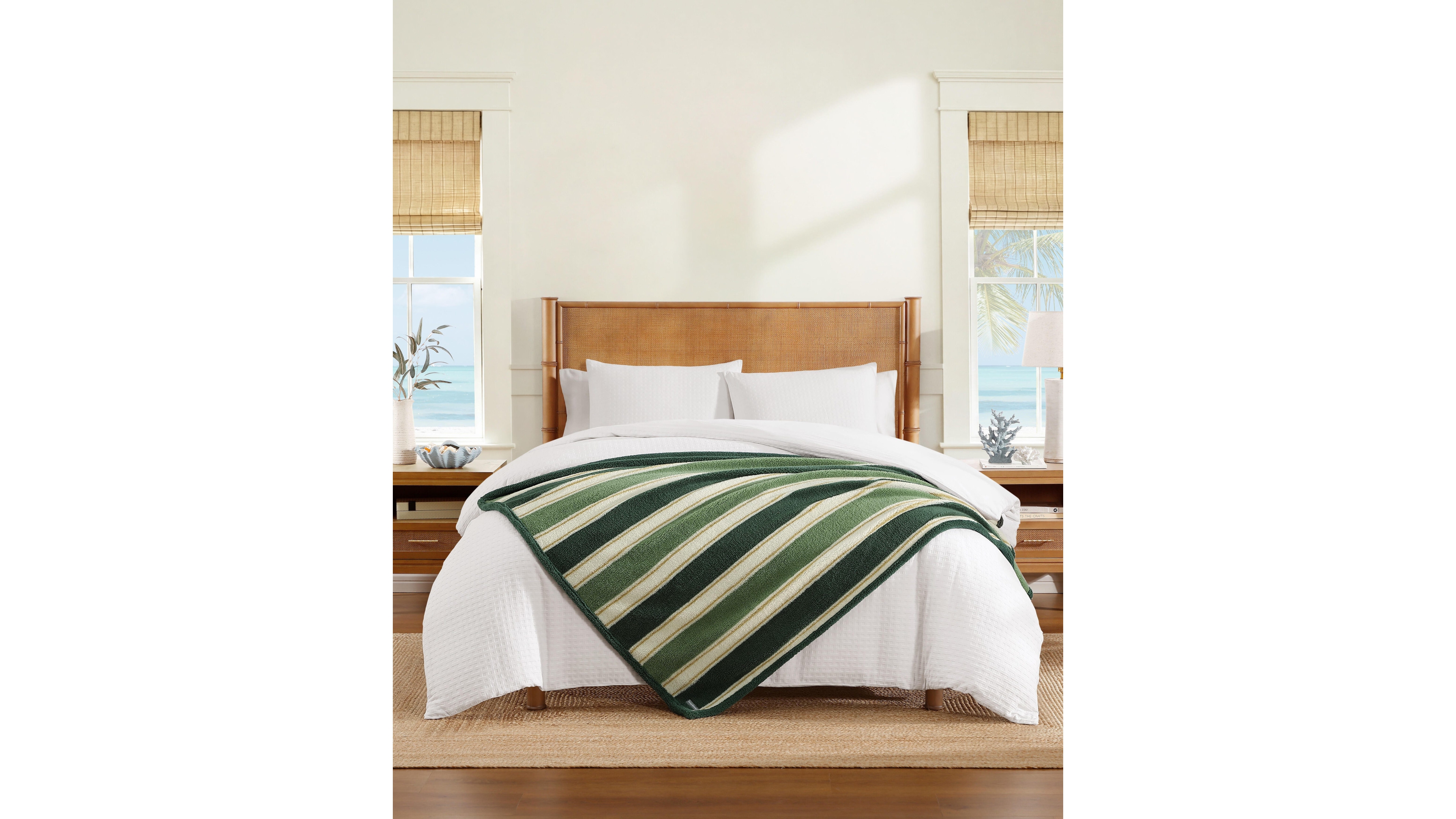 Tommy Bahama Hanalei Stripe Baby Sherpa Throw, 70" x 50"