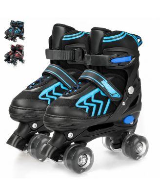 Adjustable 4 Size Quad Roller Skates Light Up Wheels Beginner Friendly
