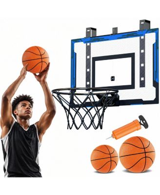 Adjustable Over The Door Basketball Hoop Large Indoor Game Set With Accessories