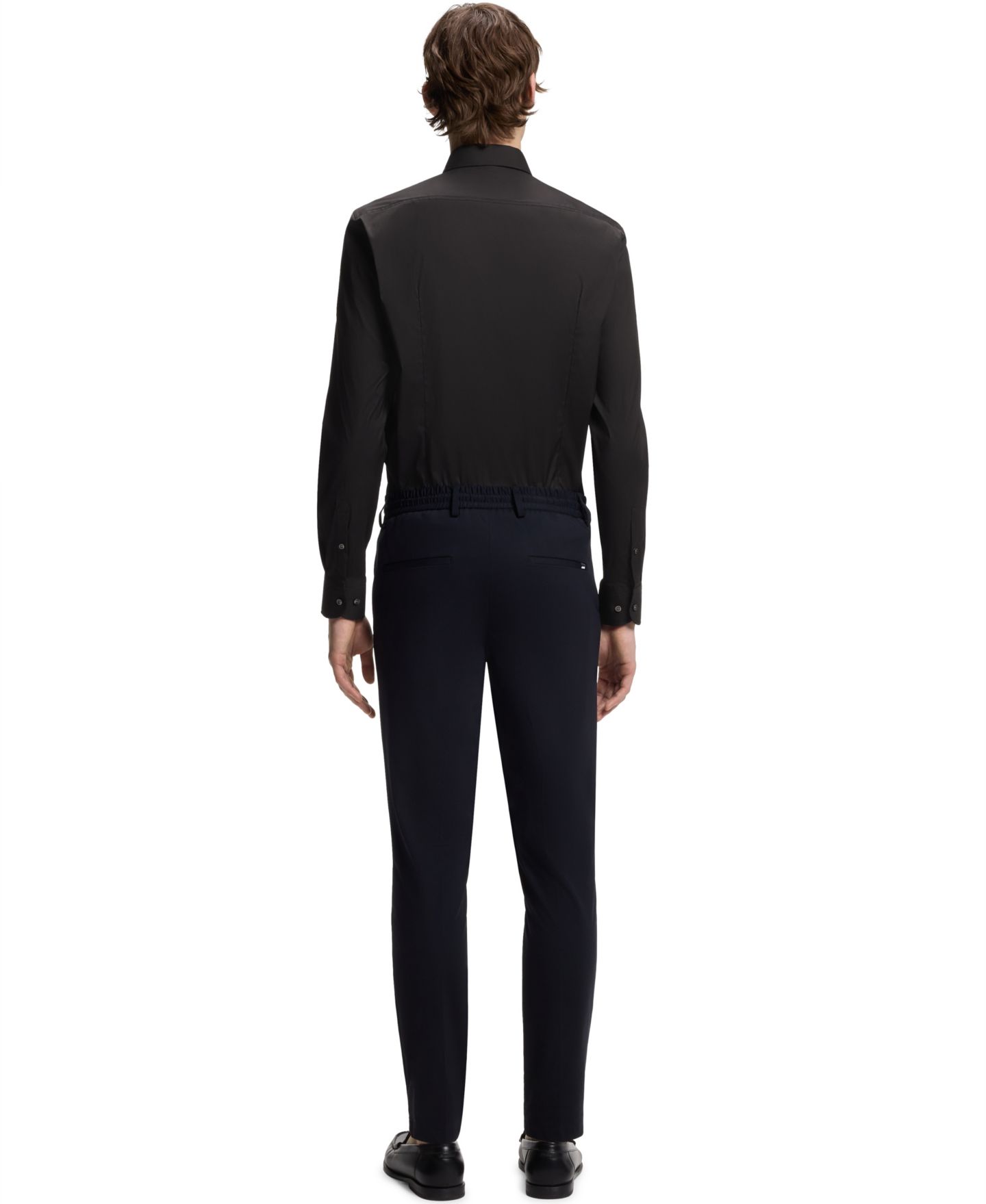 Мужская рубашка Hugo Boss Slim-Fit Easy-Iron Dress Shirt, цвет: Чёрный — фото 3