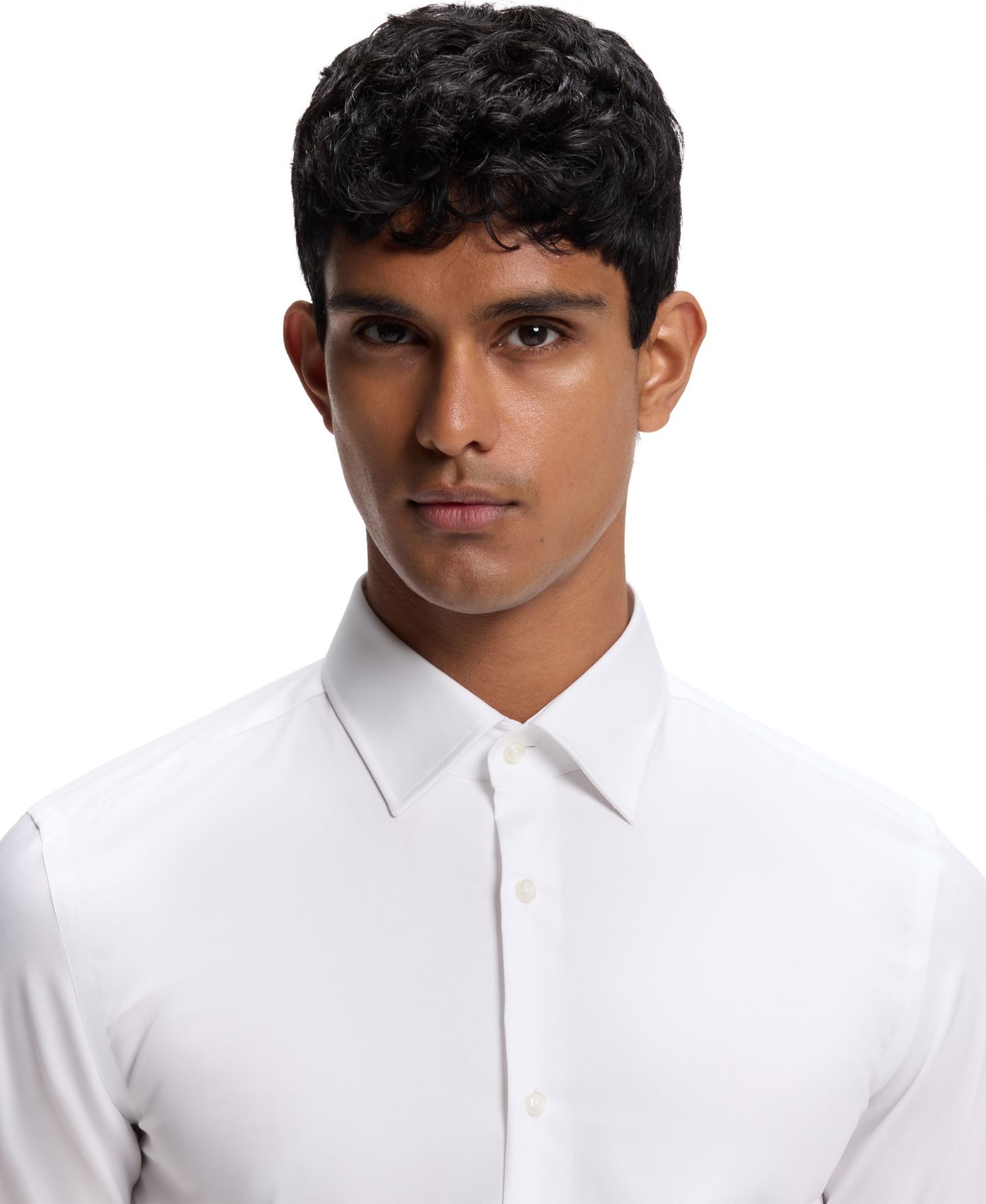 Мужская рубашка Hugo Boss Wrinkle-Free Poplin Slim-Fit Business Dress Shirt, цвет: Белый — фото 2