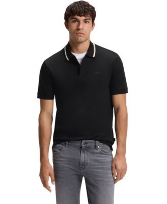 Men's Cotton Slim-Fit Striped Collar Polo Shirt