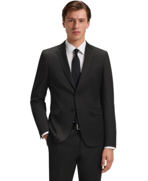 Мужской пиджак Hugo Boss Virgin-Wool Extra-Slim-Fit Suit, цвет: Чёрный
