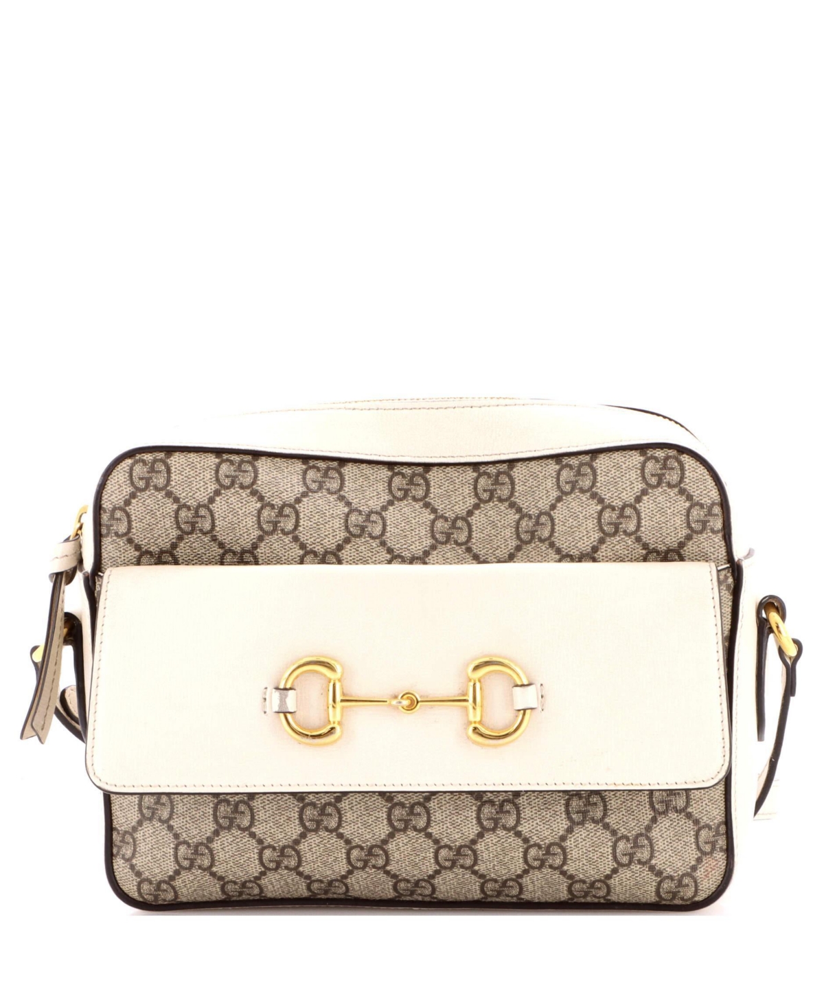 Pre-Owned Gucci Small Horsebit 1955 Flap Pocket Camera Bag Gg Coated Canvas and Leather
