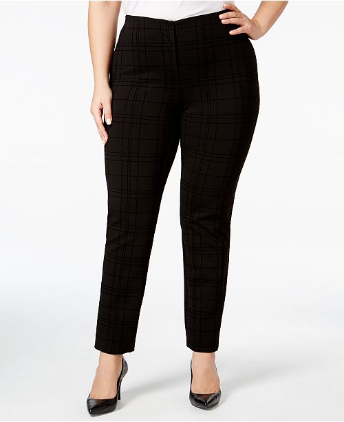 Alfani Plus Size Hollywood Printed Skinny Pants, Created for Macy's ...