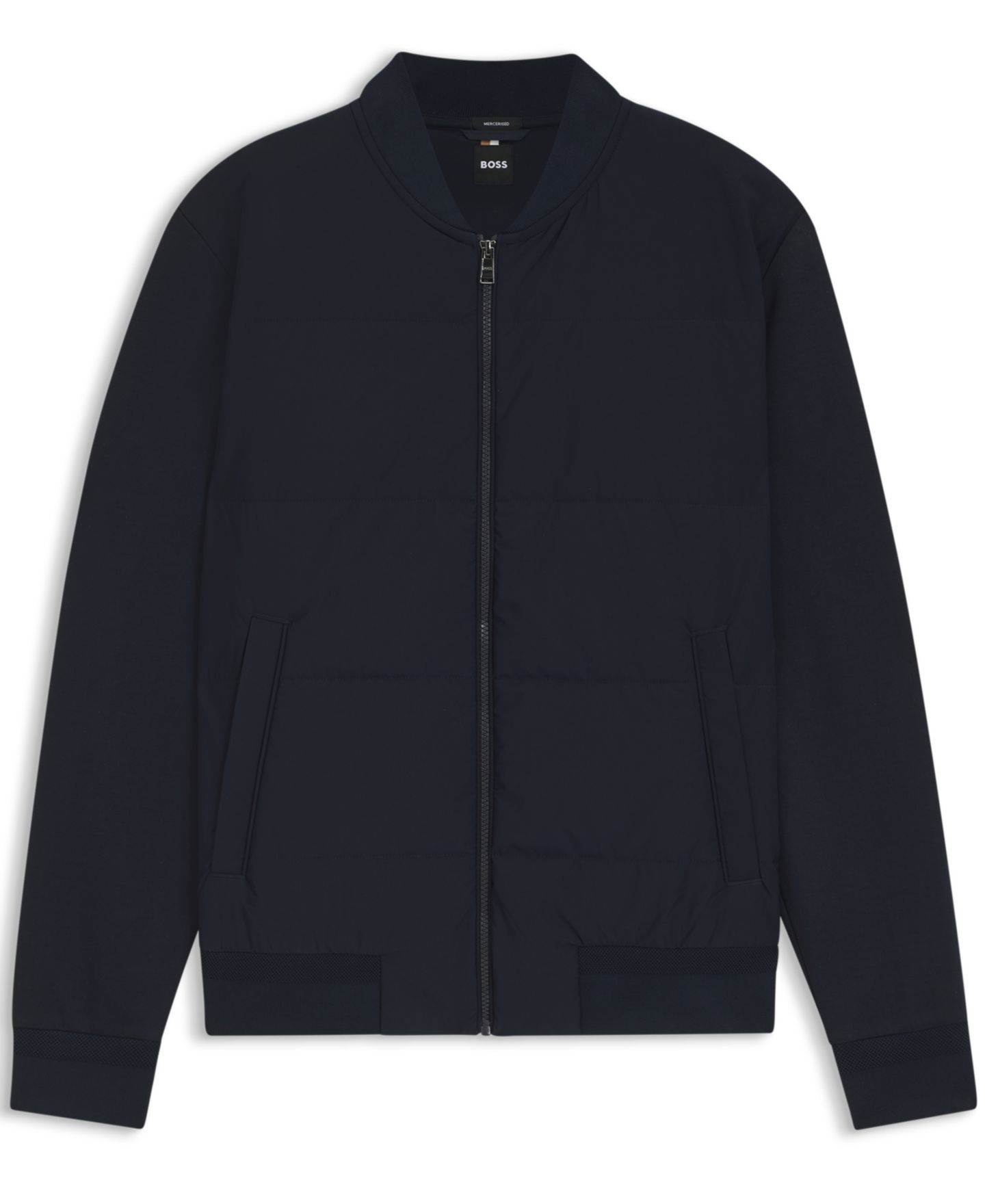 Мужская куртка Hugo Boss Cotton-Blend Zip-Up Padded, цвет: Тёмный синий — фото 7