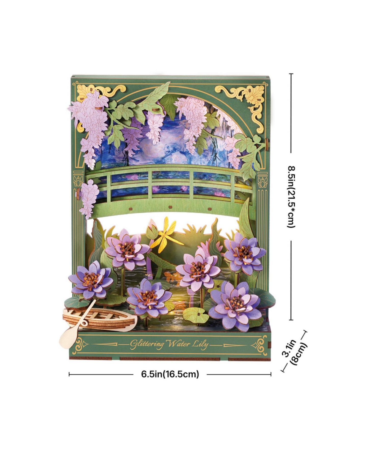 Детский конструктор Robotime Water Lily 3D Wooden LED Light Puzzle Building Set, Ages 14+, цвет: Зелёный — фото 4