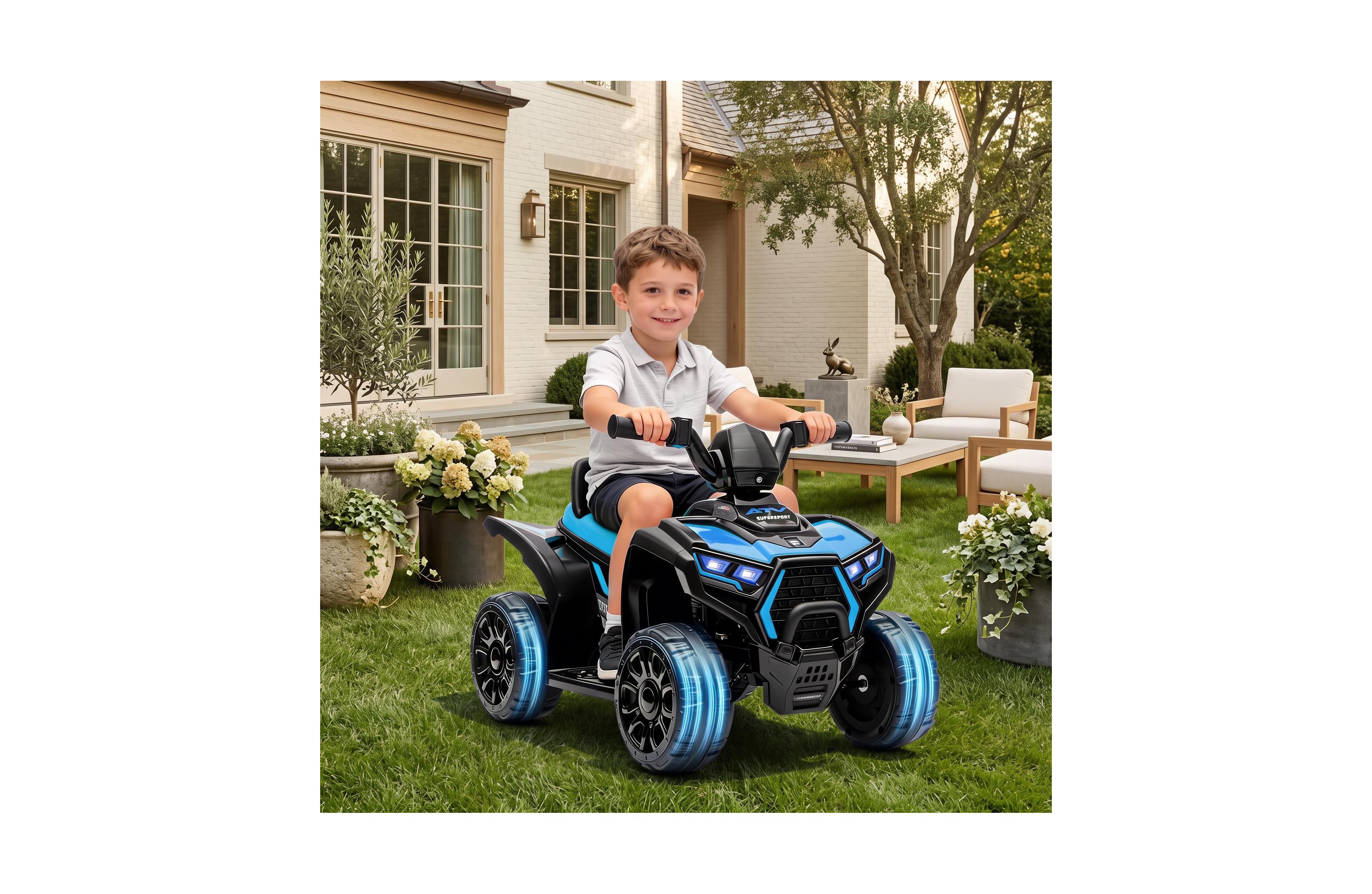 homfan 24" x 15" x 18" 6V Battery-Powered Led Headlight Ride-On Atv, Fits up to 66 lbs, Ages 3-7
