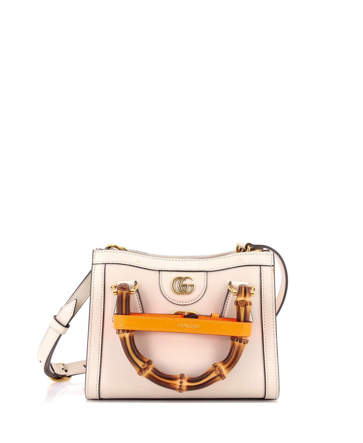 Pre-Owned Gucci Mini Diana Nm Bamboo Handle Tote Leather - White