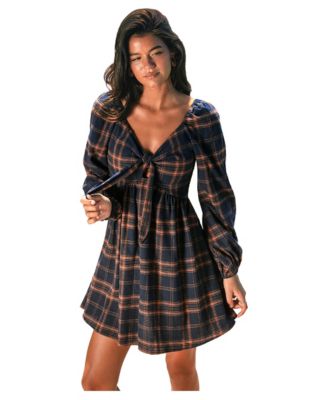 Women's Campus Crush Plaid Long-Sleeve Mini Dress