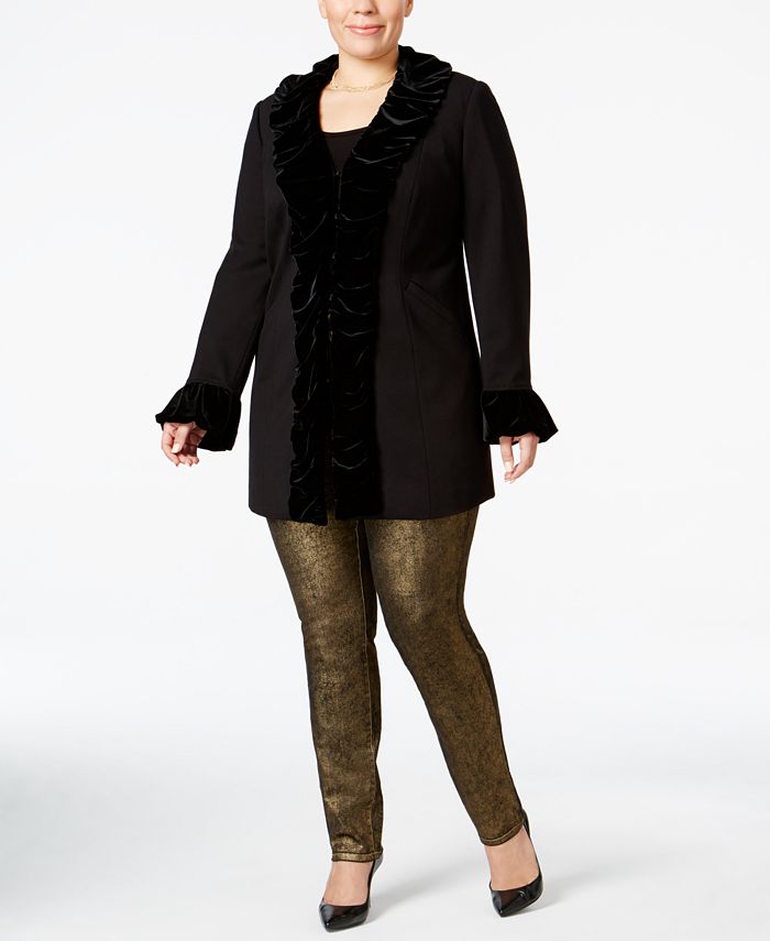 Plus size ruffle coat sale