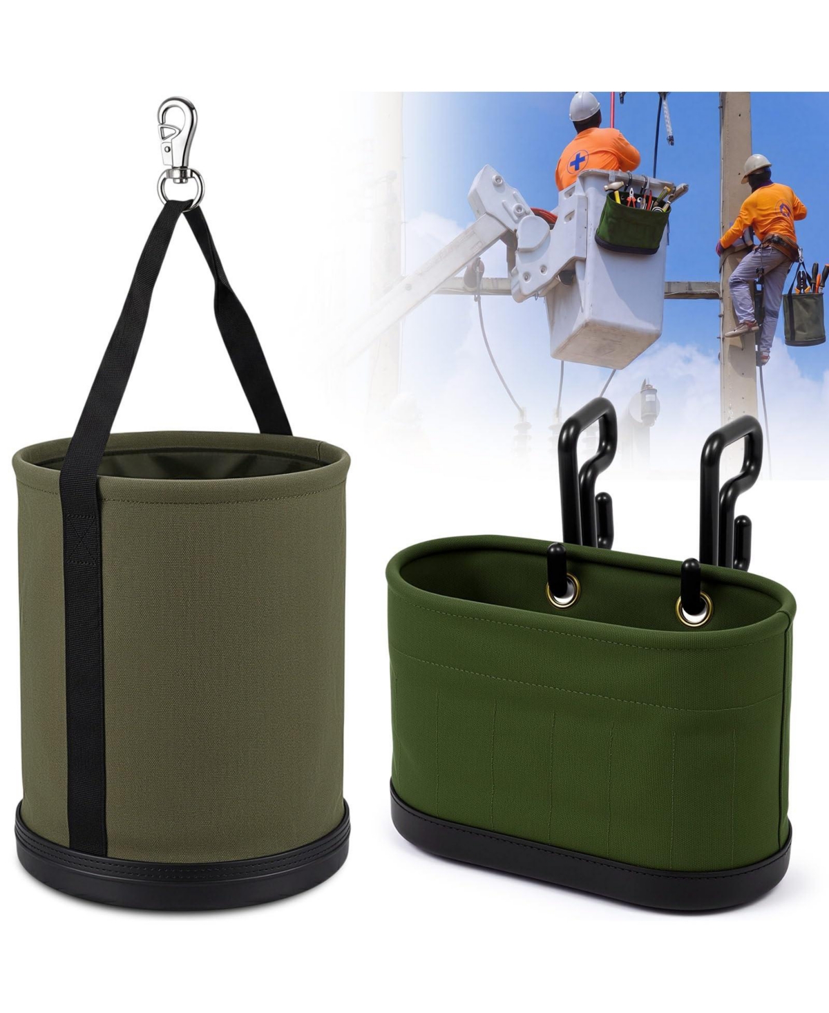 Xdovet 2 Pack Canvas Bucket Oval Tool Bag