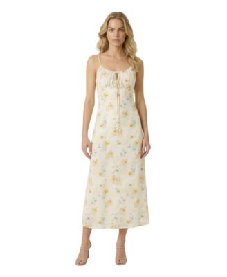 Women's Floral-Print Scoop Neck Midi Dress