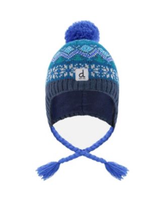 Toddler Boys' Fair Isle Braided Ear Flaps Pompom Beanie