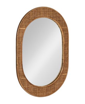 Oval Bamboo and Rattan Framed Wall Mirror