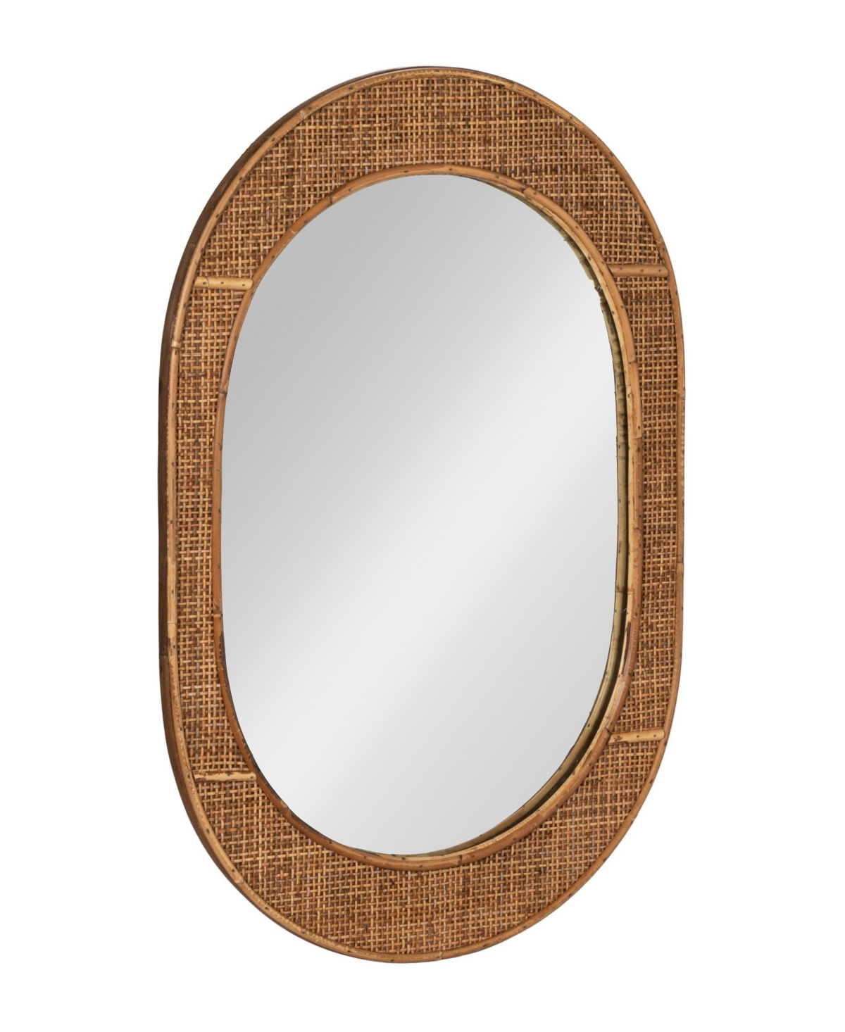 Storied Home Oval Bamboo and Rattan Framed Wall Mirror