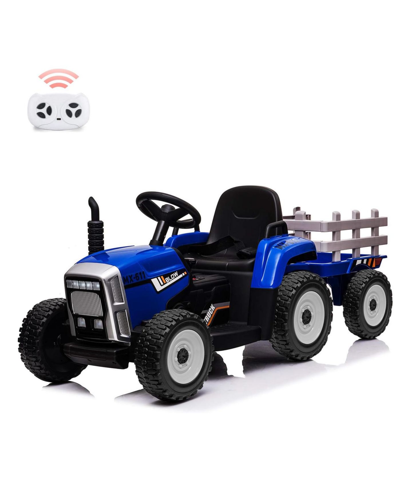 Детская игрушка homfan 54" L x 20" W x 21" H Battery-Powered Remote Control Detachable Trailer Ride-On Tractor, от 3 лет, цвет: Синий — фото 8