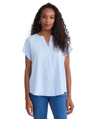 Women's Extended Shoulder Split Neck Blouse