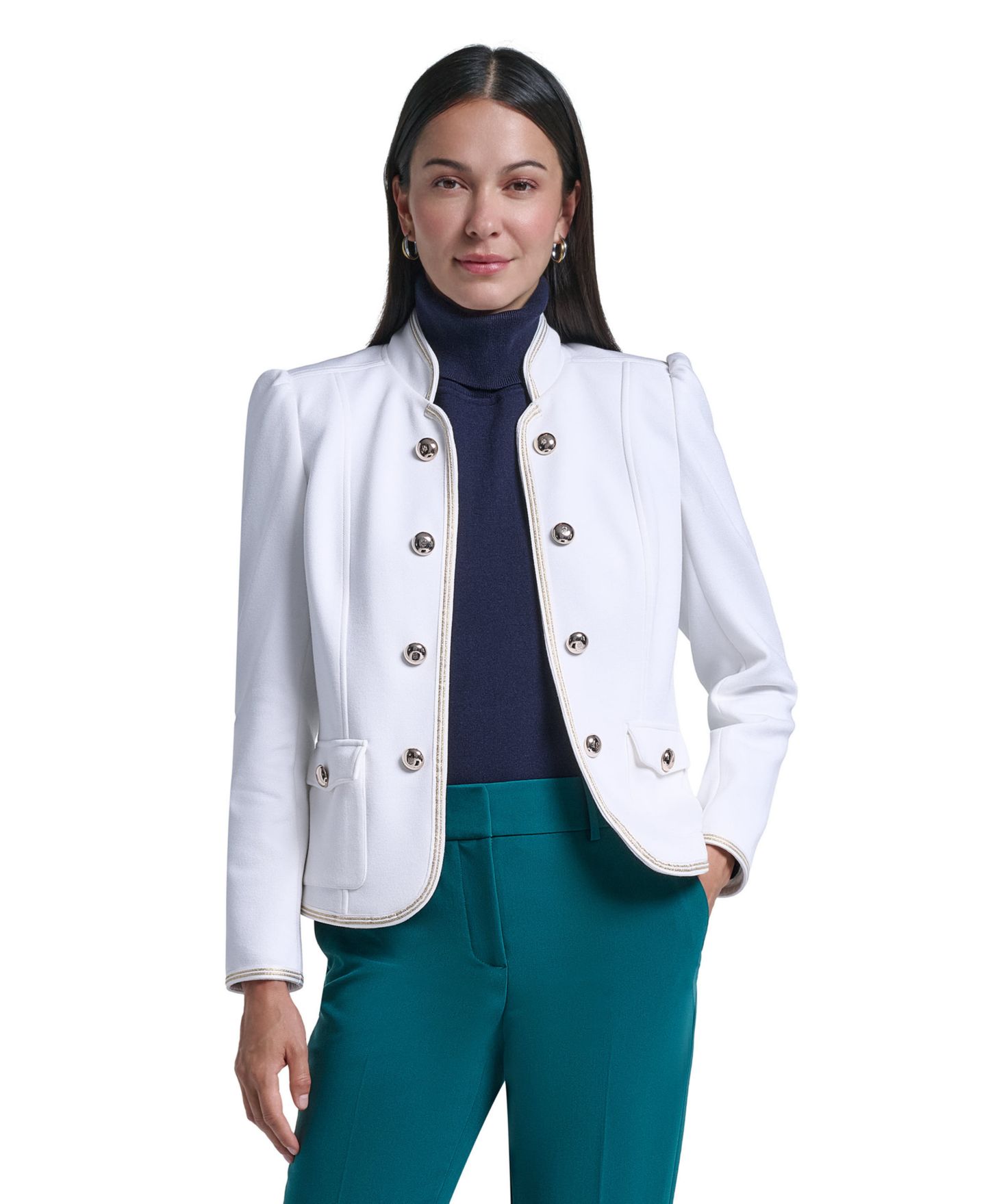 Женская куртка Tommy Hilfiger Picuba Band Collar Shoulder-Padding, цвет: Слоновая кость — фото 4