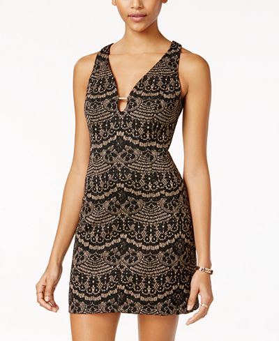Teeze Me Juniors' Glitter Bodycon Scuba Dress