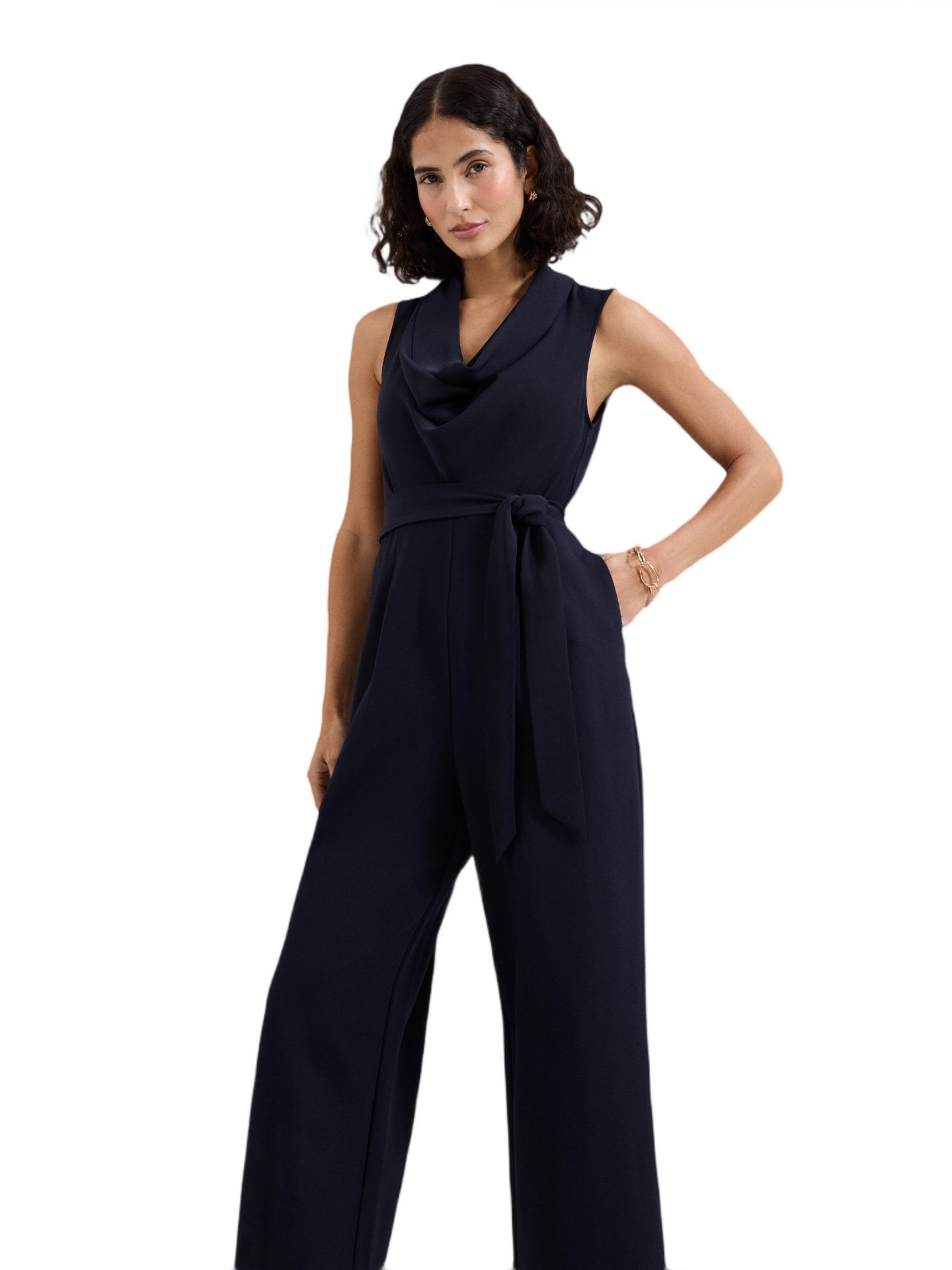 Женский комбинезон Phase Eight Emry Cowl Neck Wide Leg Jumpsuit, цвет: Тёмно-синий — фото 4