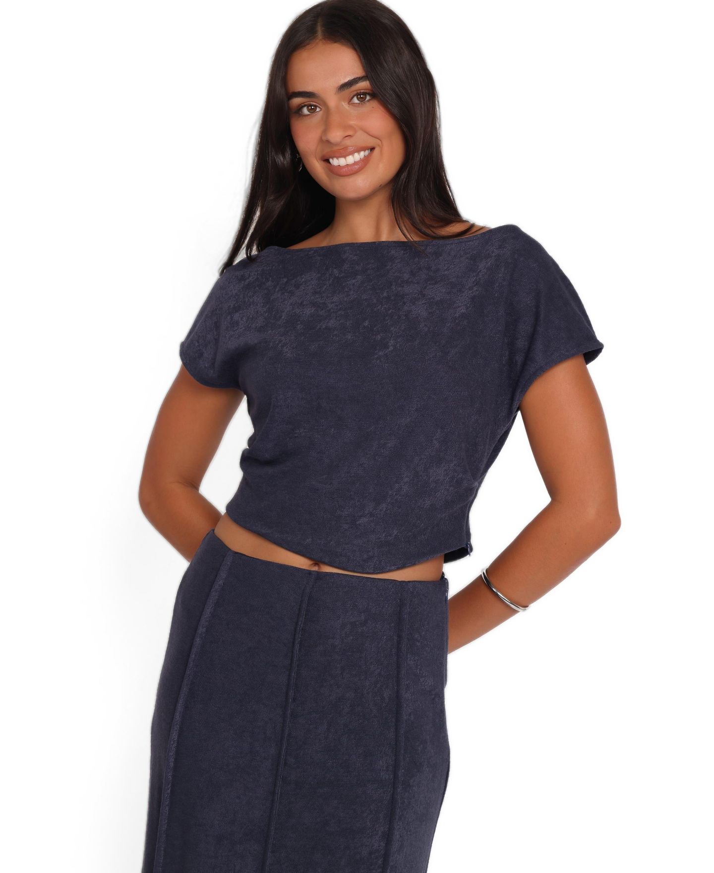 Женский комплект Petal and Pup Aria Boat-Neck Short-Sleeve Maxi Top and Skirt, 2-Piece Set, цвет: Джинсовый синий — фото 6