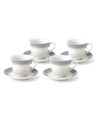 8 Piece 8oz Tea or Coffee Cup and Saucer Set, Service for 4