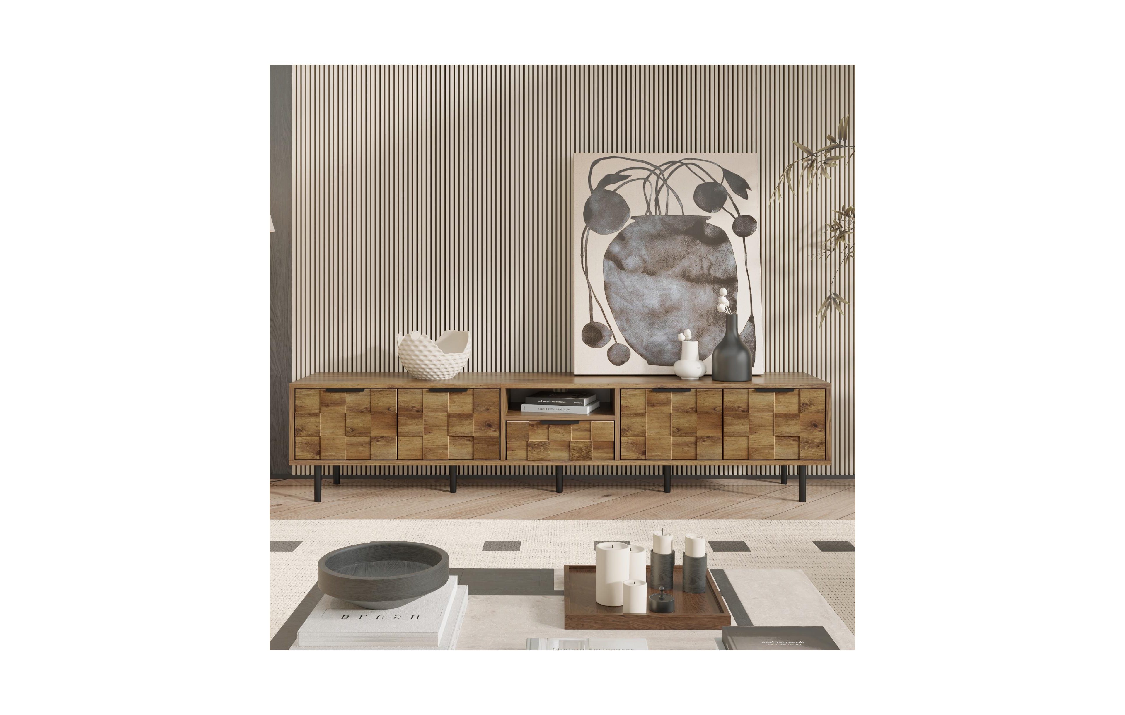 Flynama 78 Inch Tv Stand with Storage Cabinets Wood Entertainment Center