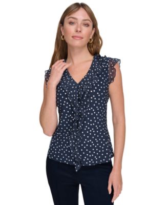Women's Printed Ruffled Sleeveless Top