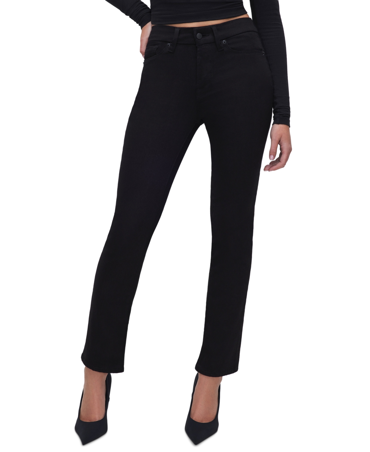 Good American Women's Straight Fit Jeans - Black