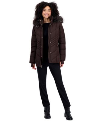 Women's Faux-Fur-Trim Hooded Puffer Coat, Created for Macy's