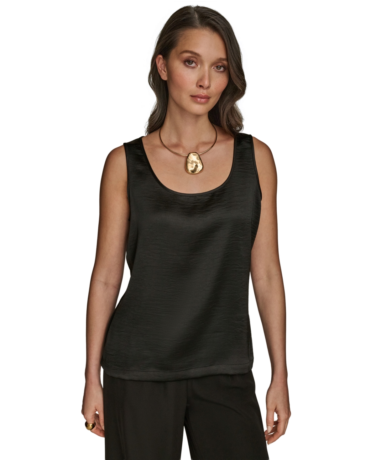 Donna Karan New York Women's Satin Scoop-Neck Tank Top