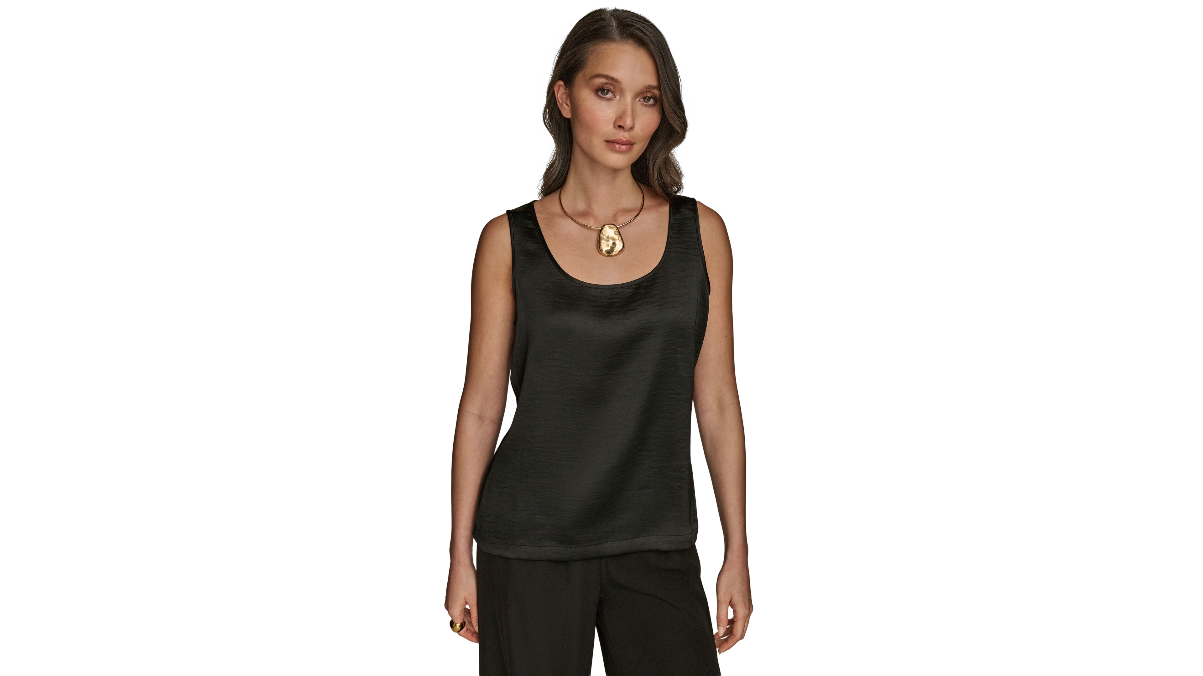 Donna Karan New York Women's Satin Scoop-Neck Tank Top
