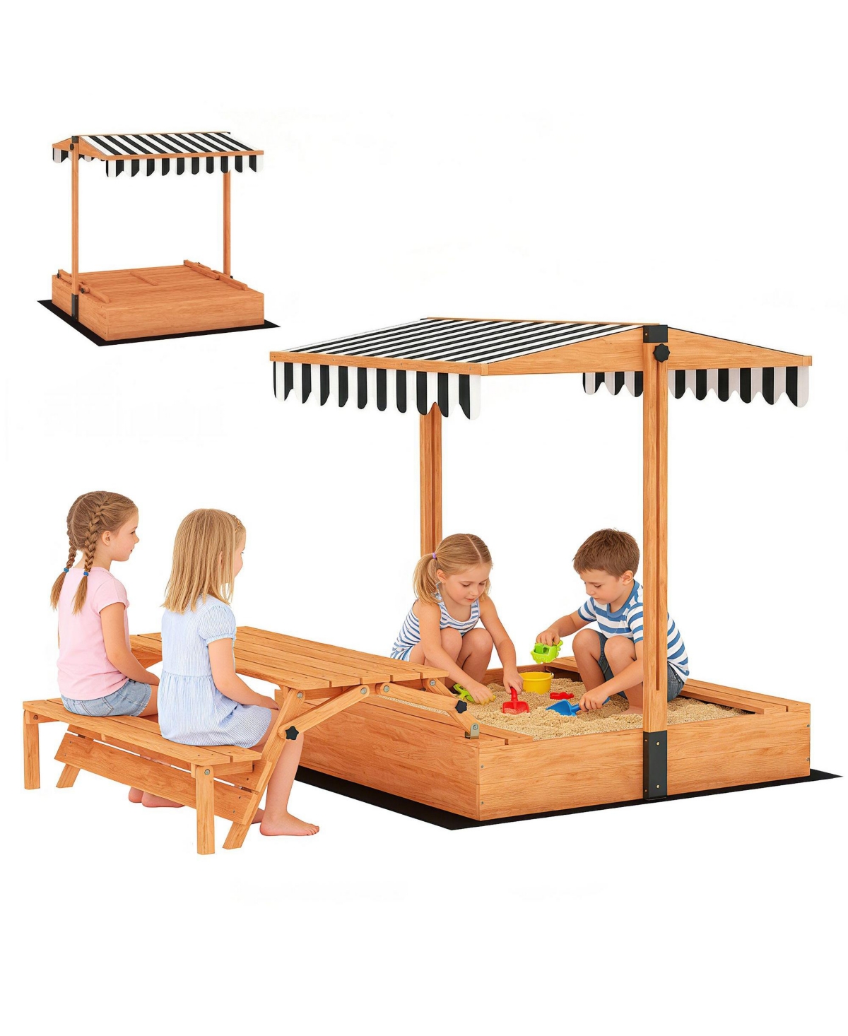 Sevorley Kids Outdoor Sandbox, Folding Design for Supervised Play at Home ages 3 to 8 years - Brown