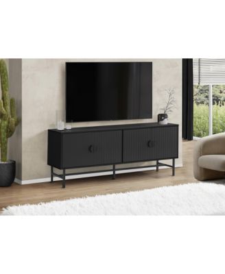 60" TV Stand with Ribbed Doors and Storage Cabinets