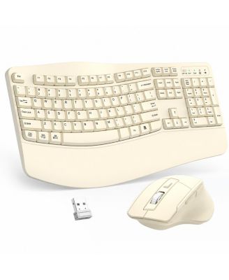 Wave Ergonomic Wireless Adjustable Keyboard and Mouse Combo for USB